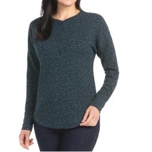 NEW Dalia Waffle Henley with Floral Pattern